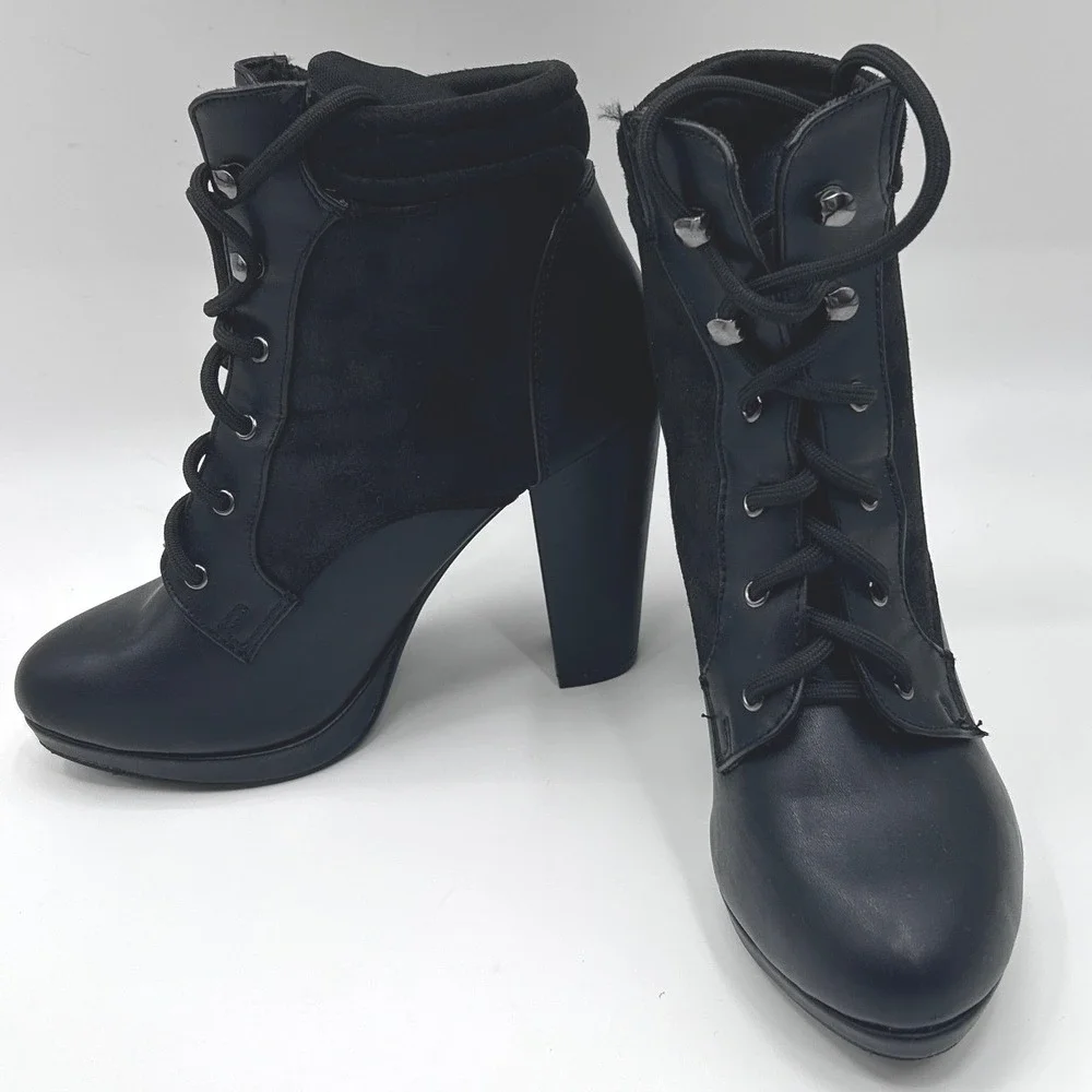 Call It Spring Lace Up Heeled Ankle Boots Size 6.5 Y2K Goth Indie Sleaze 2010s